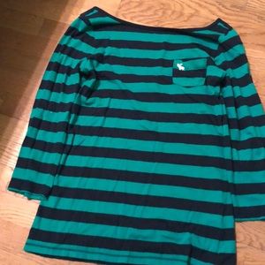Green and Black Stripped Scoop back Tee